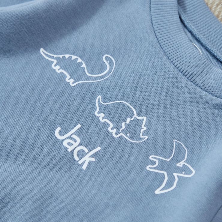 Personalised Dinosaur Blue Sweatshirt