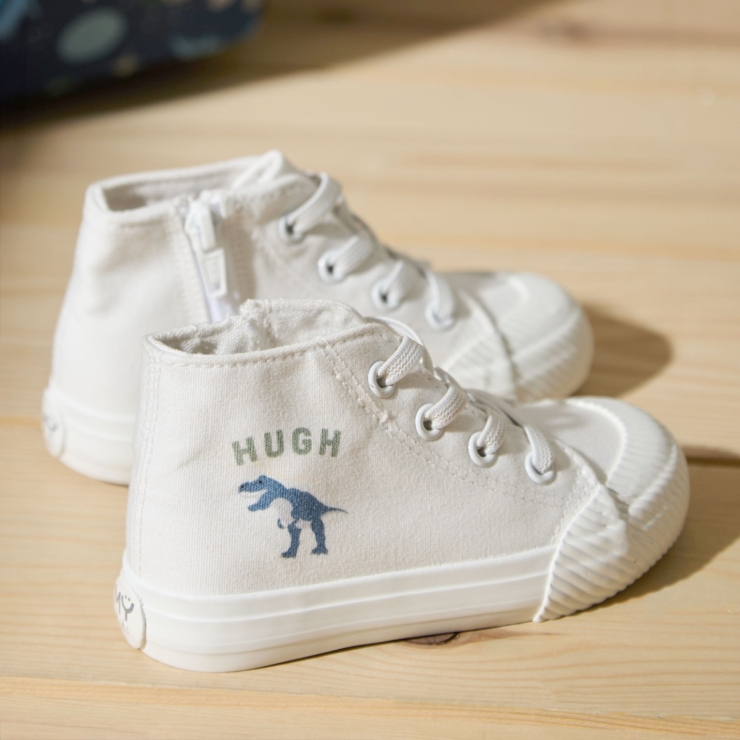 Personalised Natural History Museum™ Ivory Dino High Top Trainers 