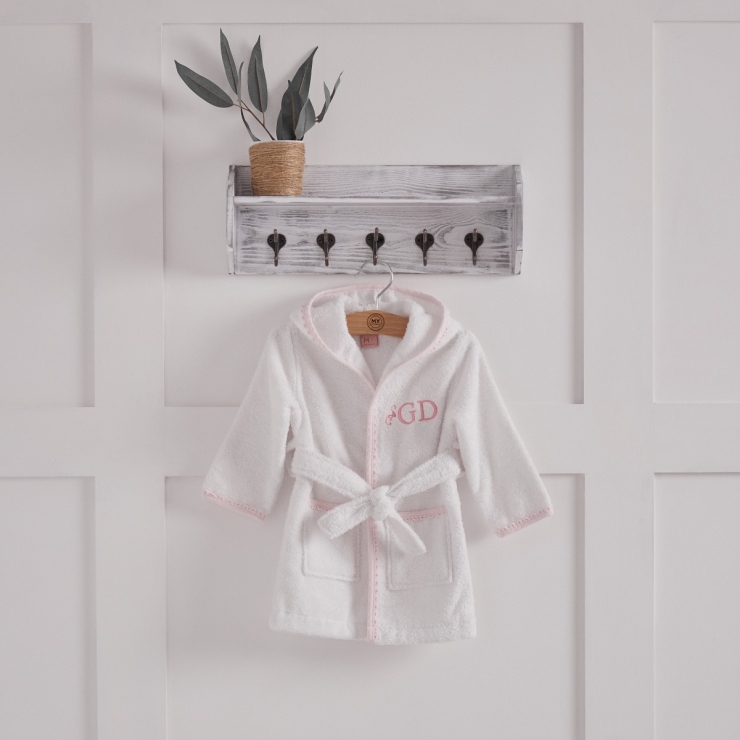 Personalised Heritage Pink Picot Trim Dressing Gown