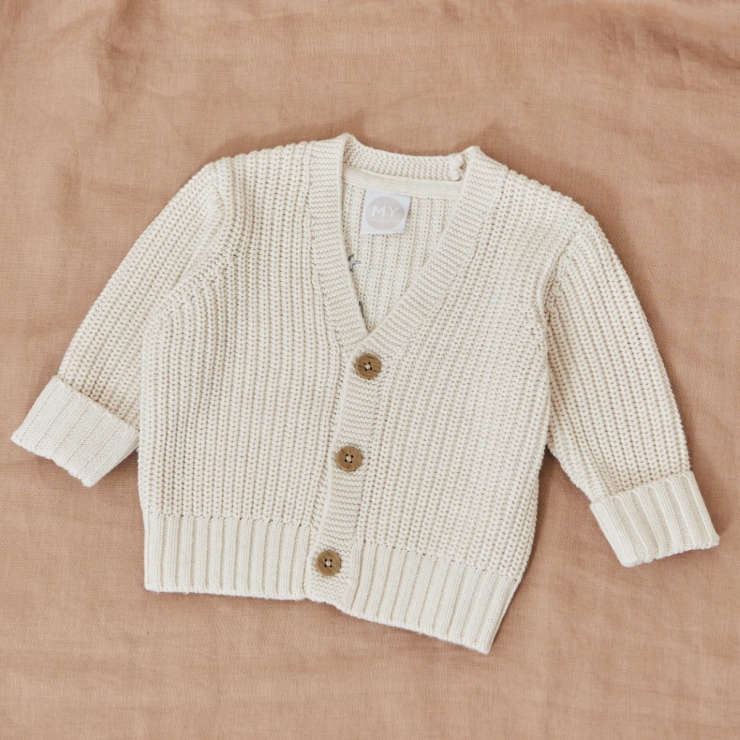 Personalised Our Tiny Blessing Christening Oatmeal Cardigan