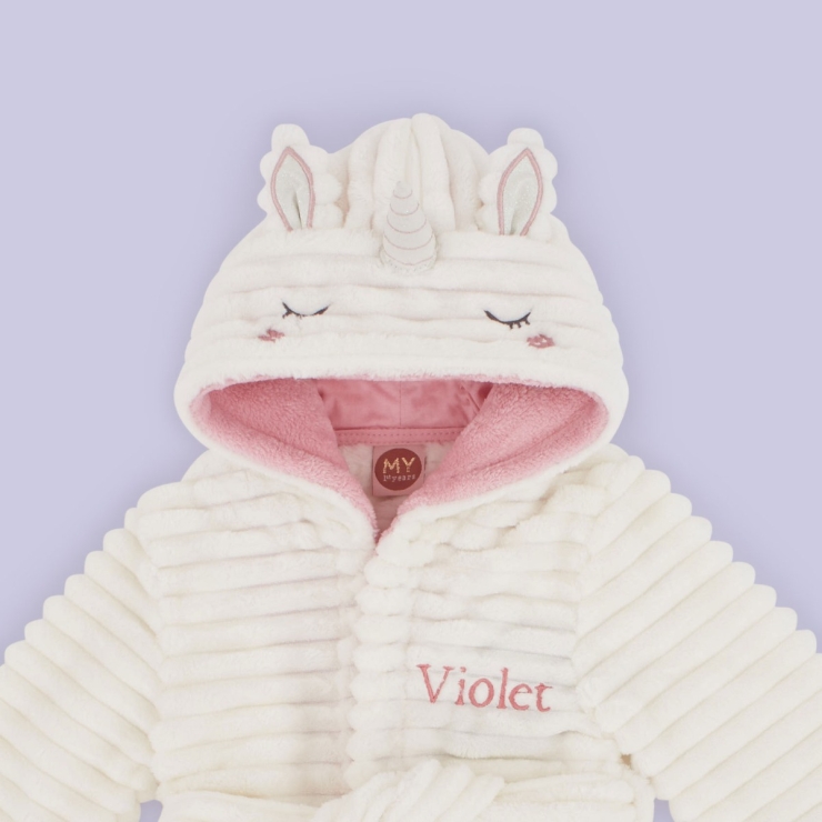 Personalised Unicorn Ribbed Dressing Gown