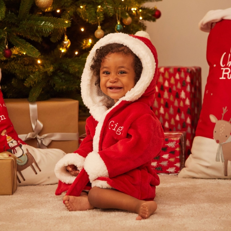 Personalised Red Santa Christmas Dressing Gown