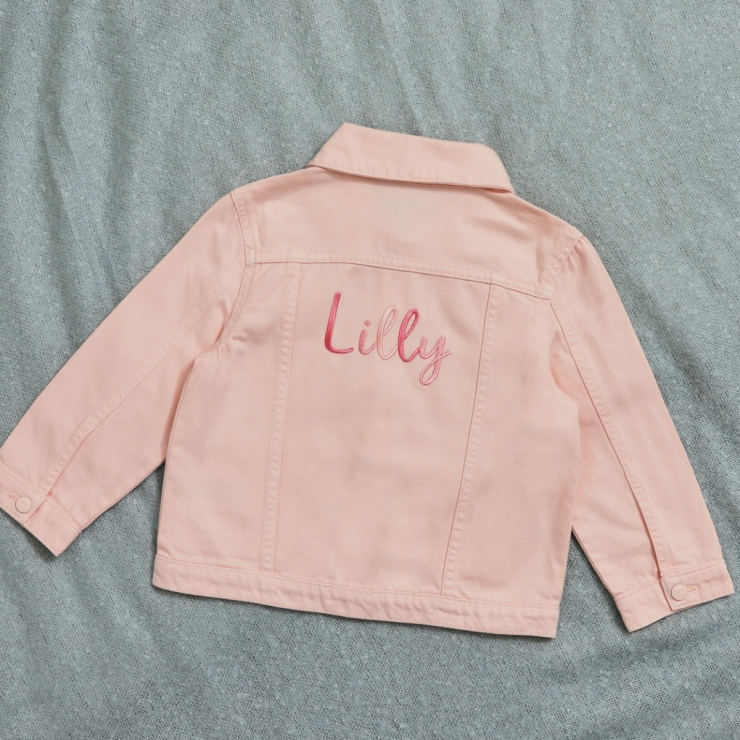 Personalised Pink Name Pink Denim Jacket 