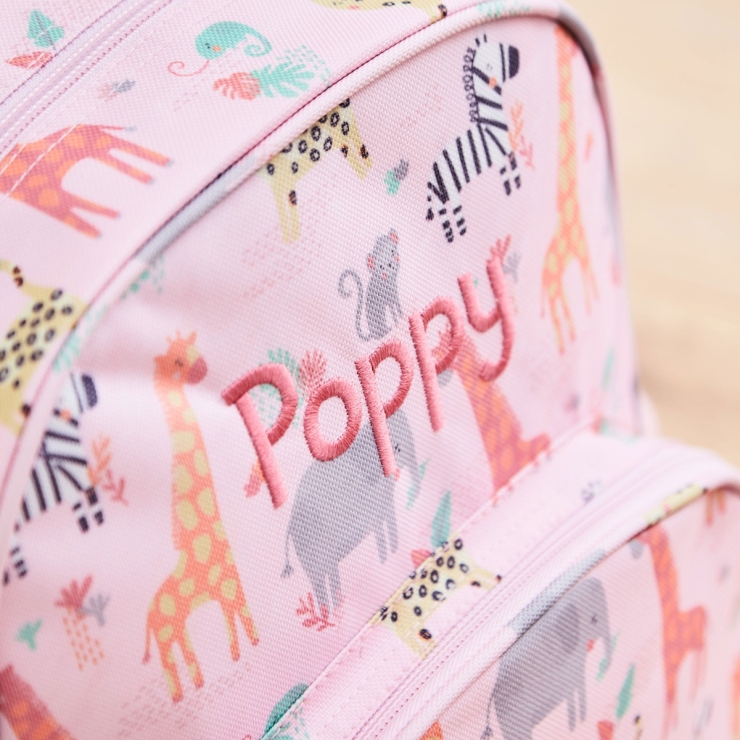 Personalized Pink Safari Print Medium Backpack