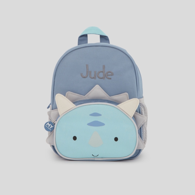 Personalized Blue Dinosaur Face Mini Backpack