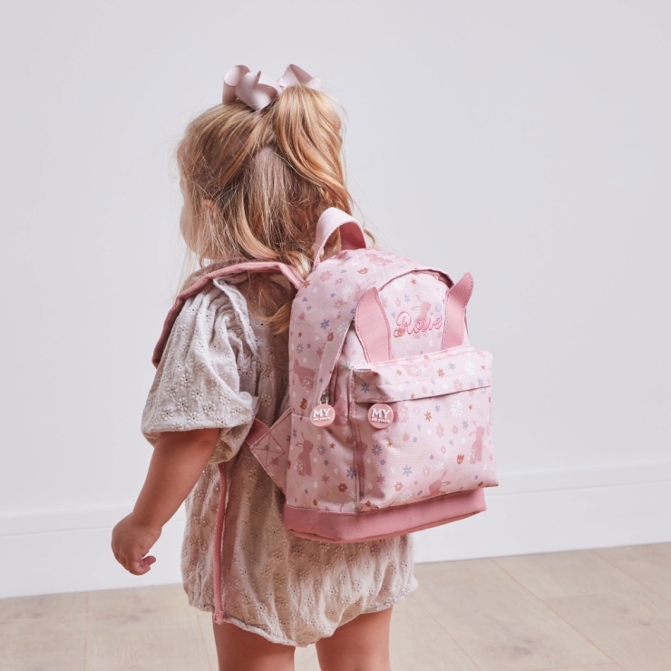 Personalised Pink Bunny Classic Mini Backpack with Ears