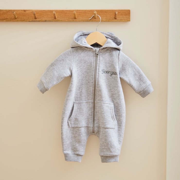 Personalized Grey Jersey Onesie