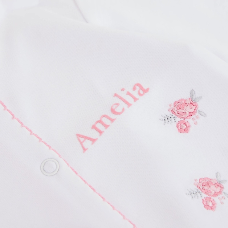 Personalised Floral Jersey Sleepsuit