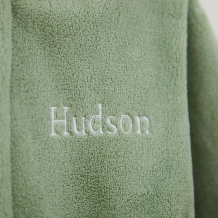 Personalised Sage Green Fleece Robe