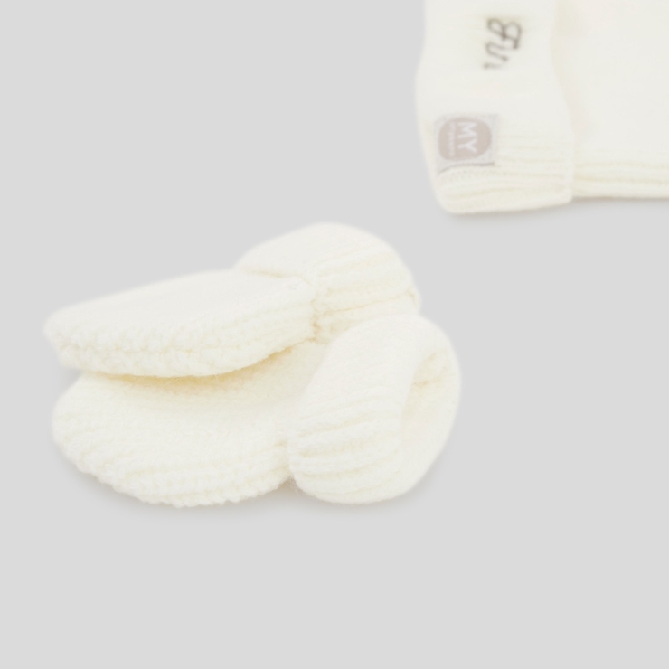 Personalised Cream Hat & Mitten Set