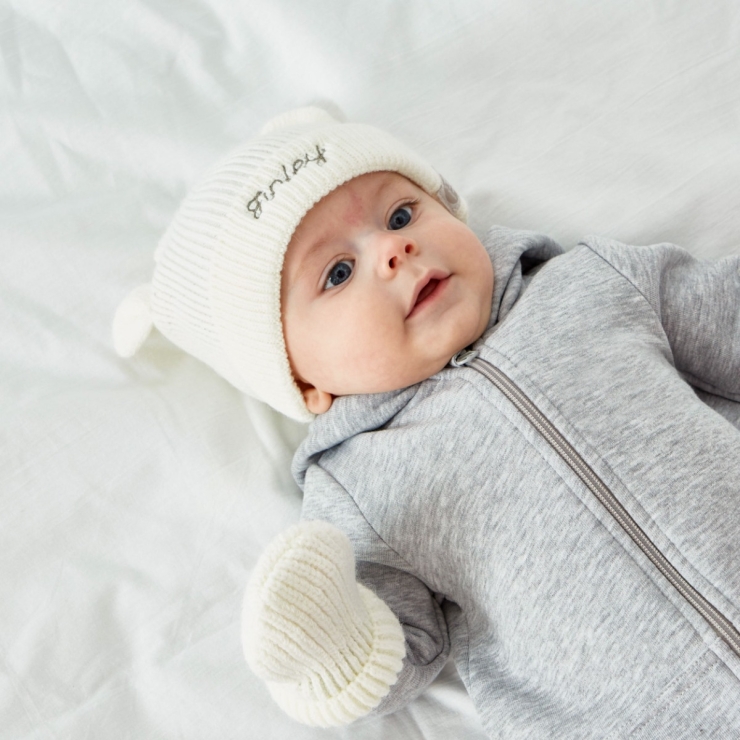 Personalised Cream Hat & Mitten Set