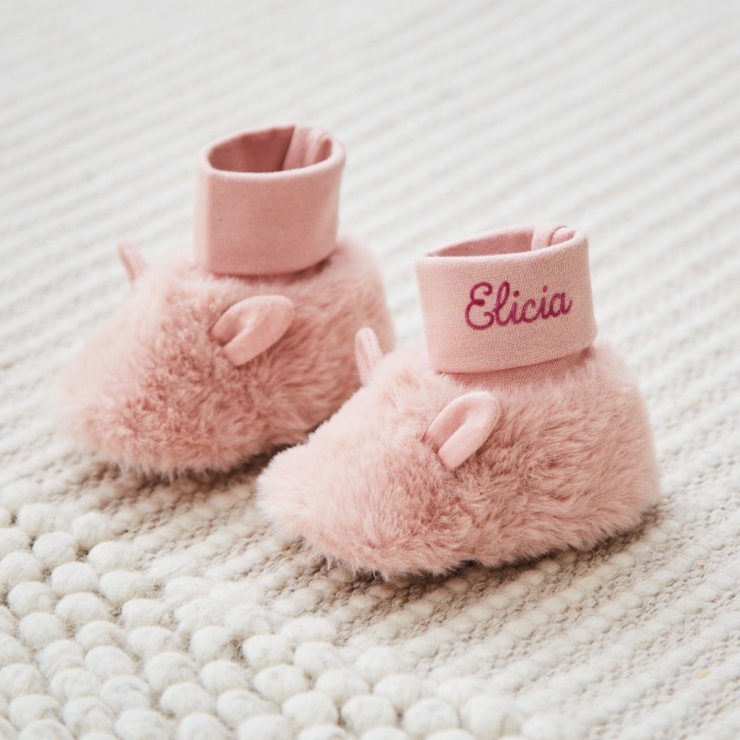 Personalised Pastel Pink Sock-Top Booties