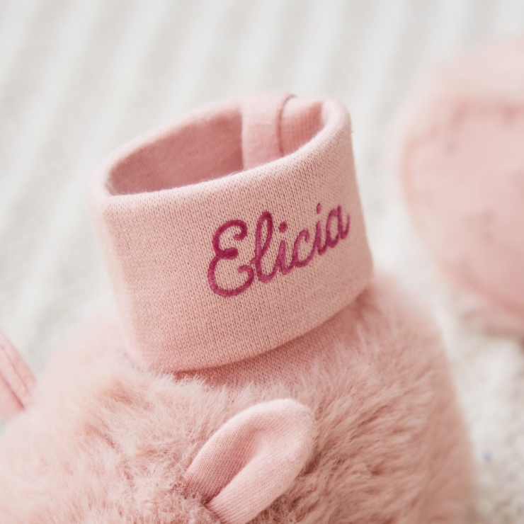 Personalised Pastel Pink Sock-Top Booties