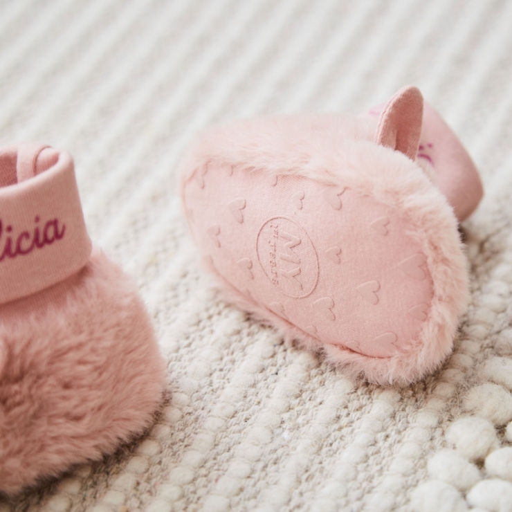 Personalised Pastel Pink Sock-Top Booties
