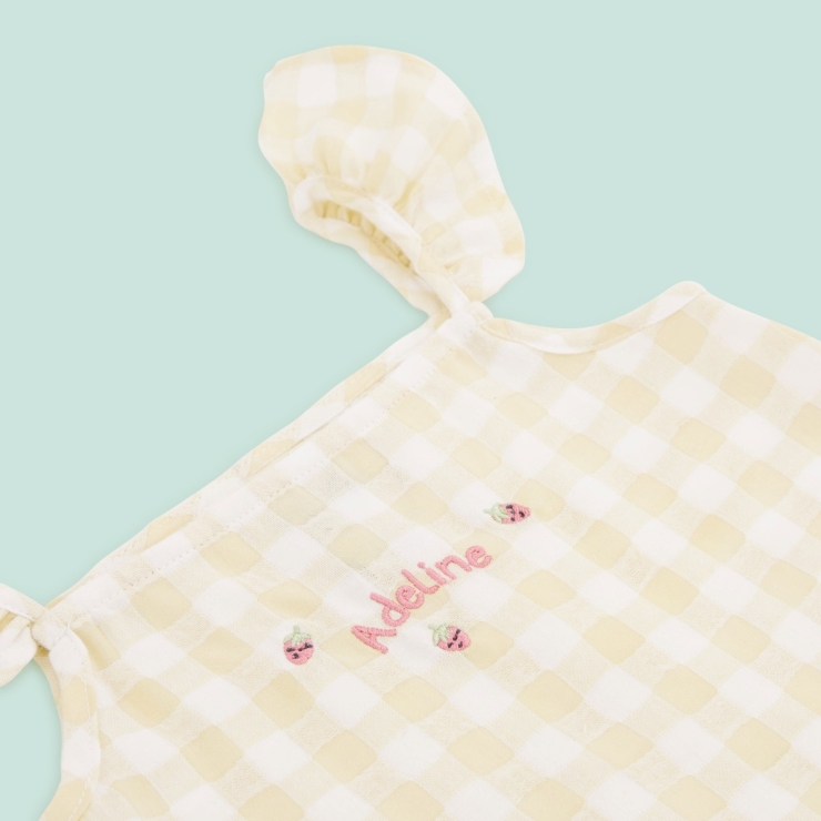 Personalised Cream and Yellow Plaid Romper by VIGNETTE