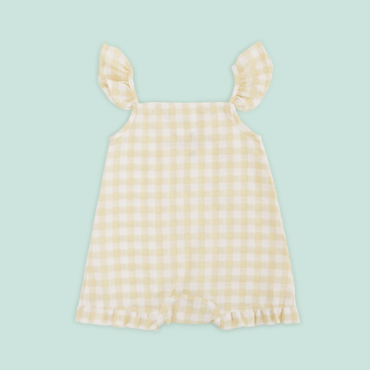 Personalised Cream and Yellow Plaid Romper by VIGNETTE