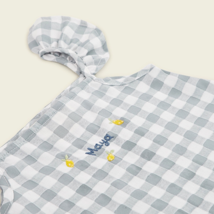 Personalised Grey and White Plaid Romper by VIGNETTE