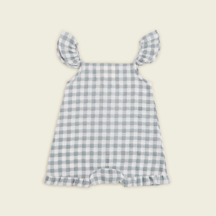 Personalised Grey and White Plaid Romper by VIGNETTE