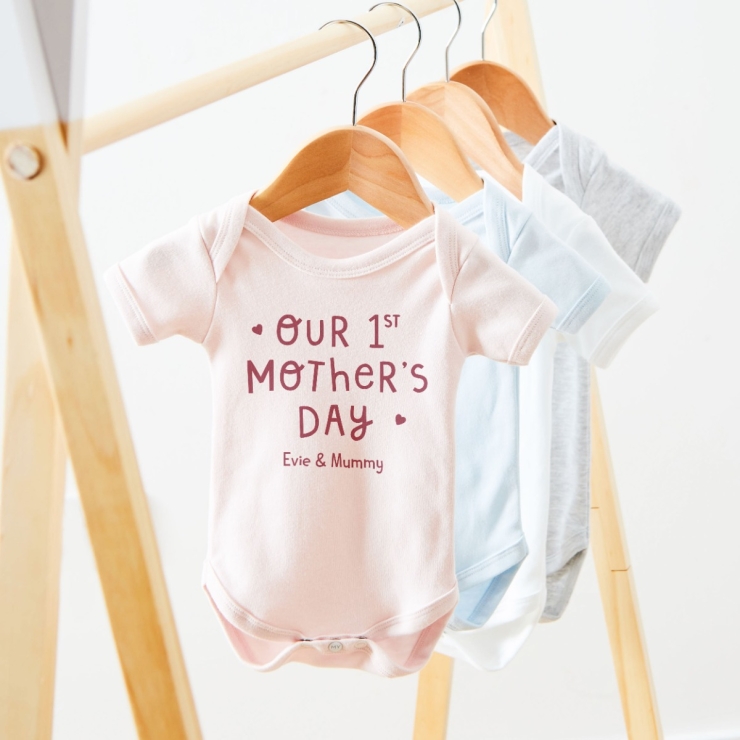 Personalised Pink Our 1st Mothers Day Bodysuit