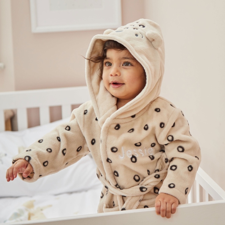 Personalised Leopard Fleece Robe 