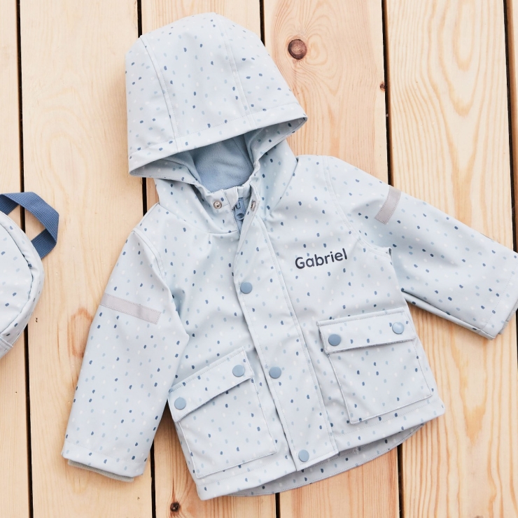 Personalized Blue Spot Print Raincoat