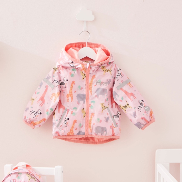 Personalised Pink Safari Print Raincoat