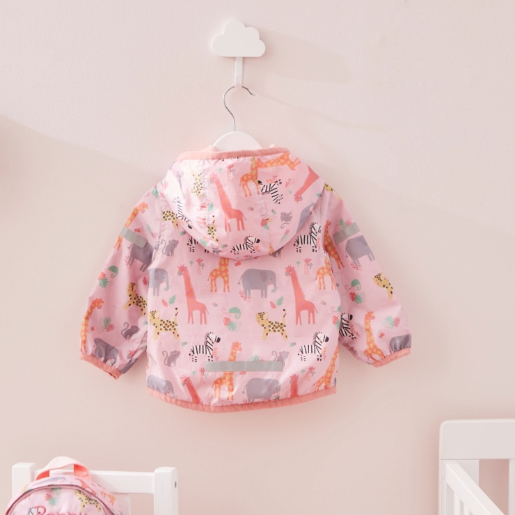 Personalised Pink Safari Print Raincoat