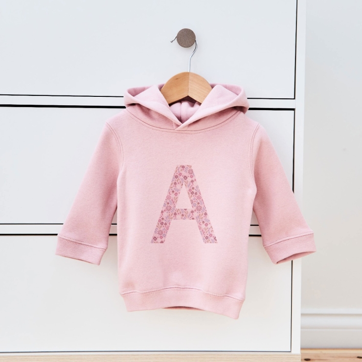 Personalised Pink Floral Initial Hoodie