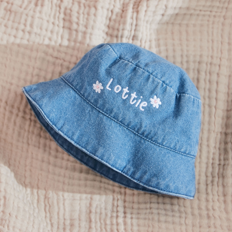 Personalized Daisy Denim Bucket Hat