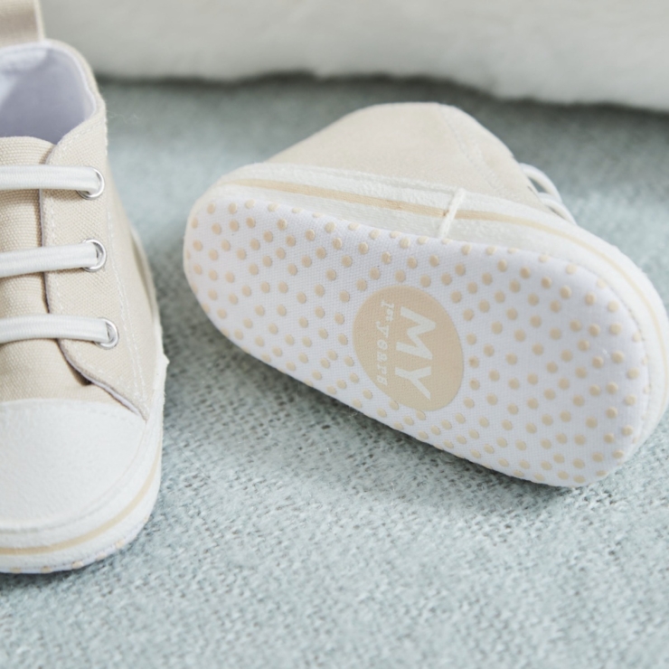 Personalised Cow Oatmeal Baby High Top Trainers 