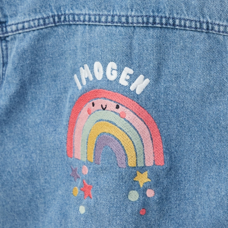 My Kids Personalised Rainbow Denim Jacket