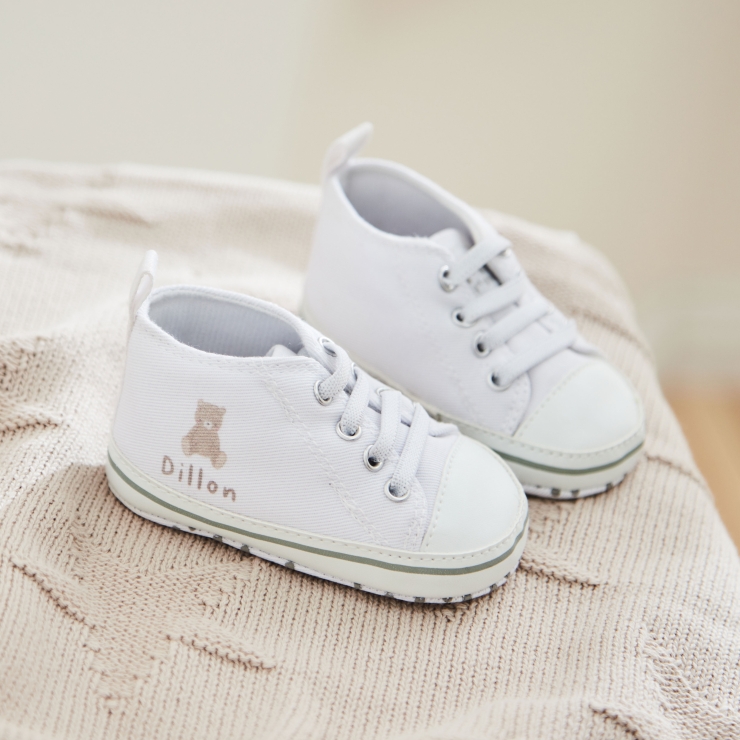 Personalized Biscuit Bear White Baby High Tops