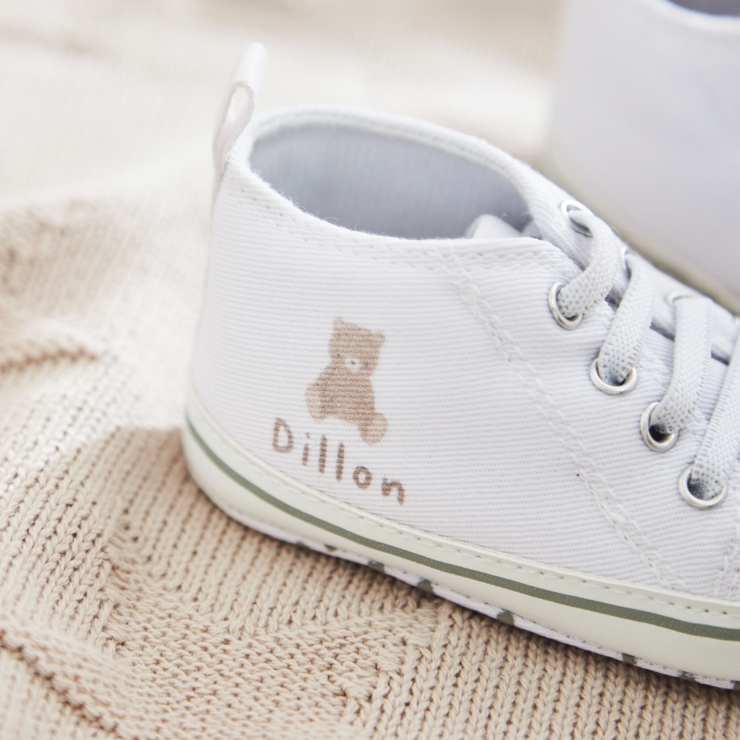 Personalized Biscuit Bear White Baby High Tops