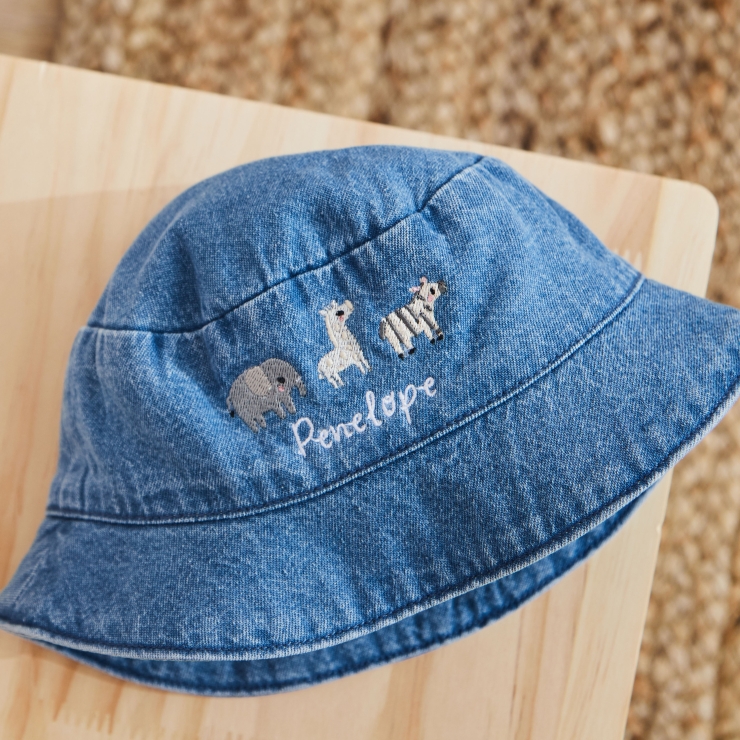Personalized Safari Animal Denim Bucket Hat