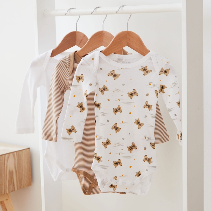 Teddy 3-Piece Long Sleeved Bodysuit by Name It