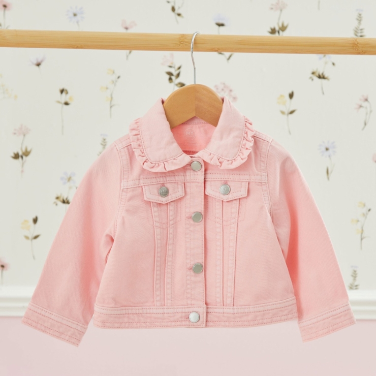 Personalised Pink Frill Denim Jacket
