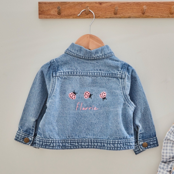 Personalized Ladybird Pink Denim Jacket