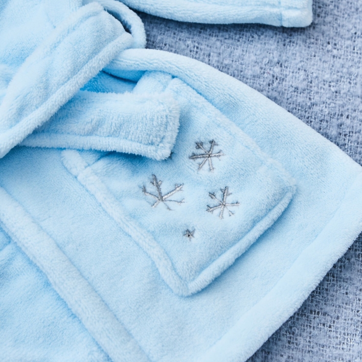 Personalised Snow Princess Blue Hooded Fleece Robe 
