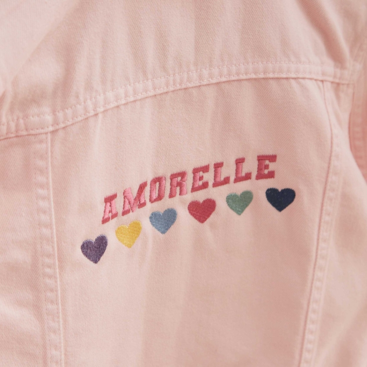 My Kids Personalised Heart Pink Denim Jacket