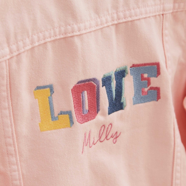My Kids Personalised LOVE Pink Denim Jacket