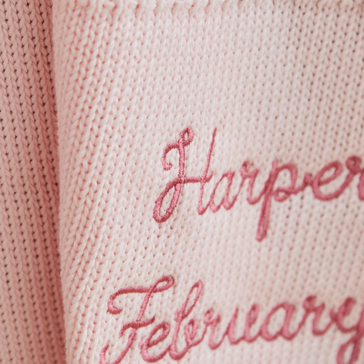 Personalised Light Pink Birthdate Baby Shawl