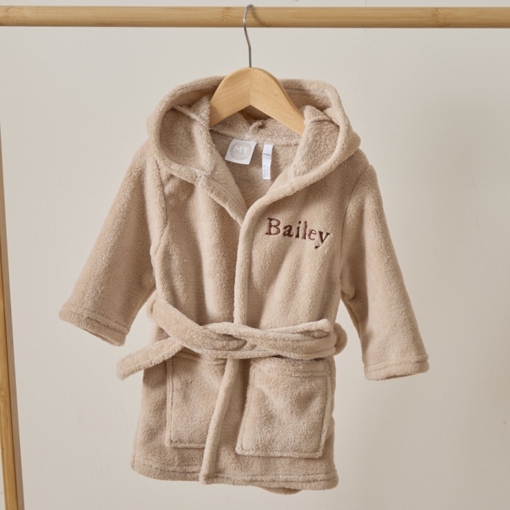 Personalised Oatmeal Fleece Robe With Ears
