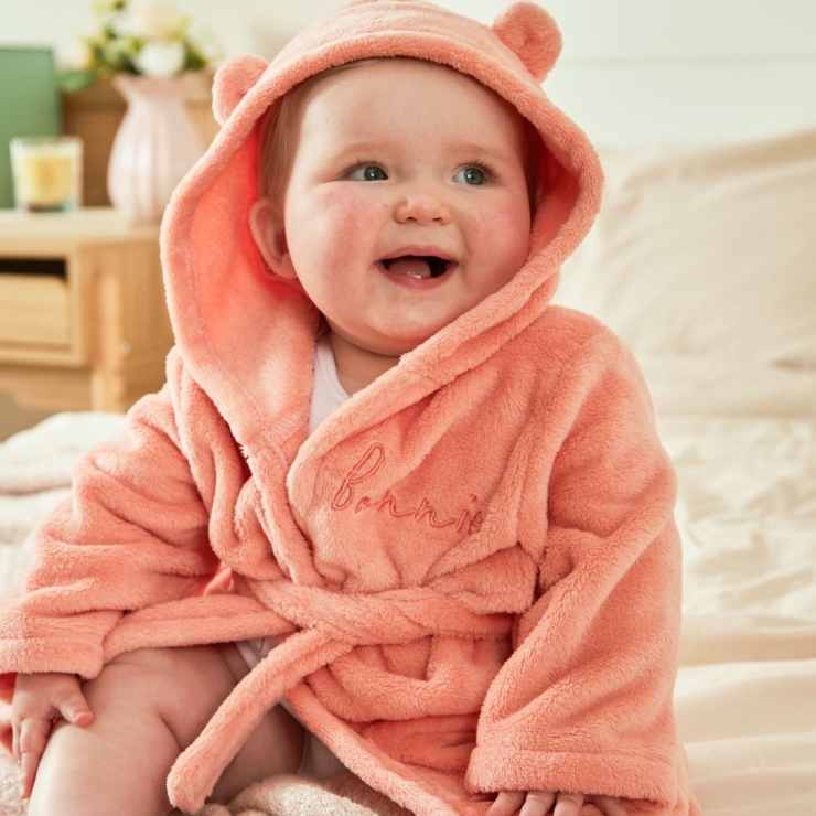Personalised Peach Sorbet Fleece Robe