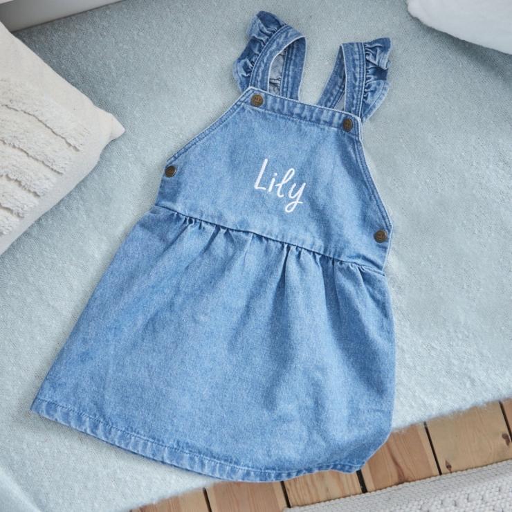 Personalized Name Denim Pinny Dress