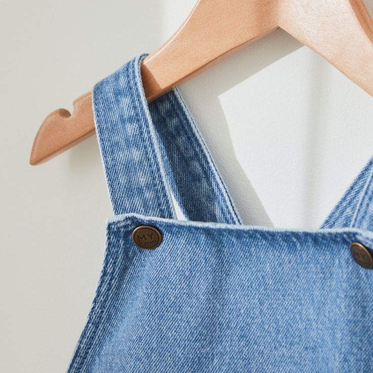 Personalised Name Short Leg Denim Dungarees 