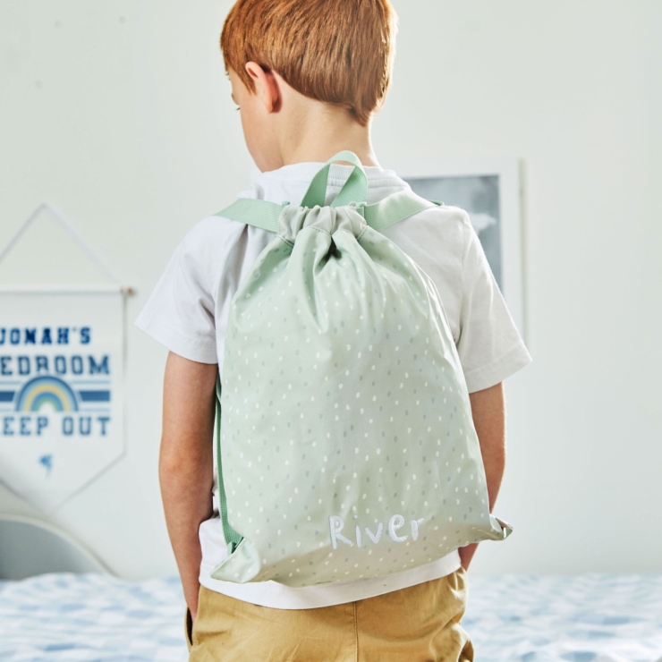 Personalised Sage Spot Drawstring Bag