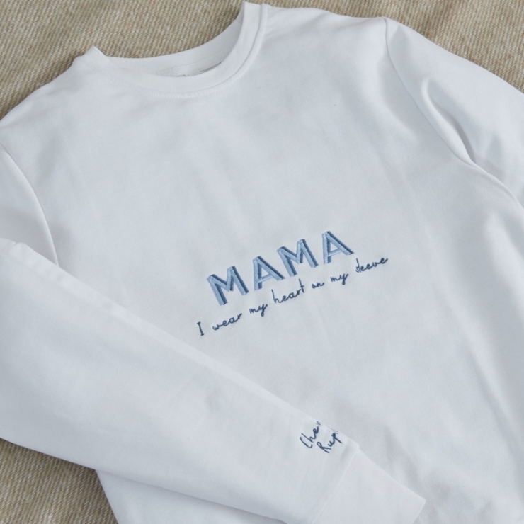Personalised Heart On Her Sleeve Mama Ecru Sweatshirt