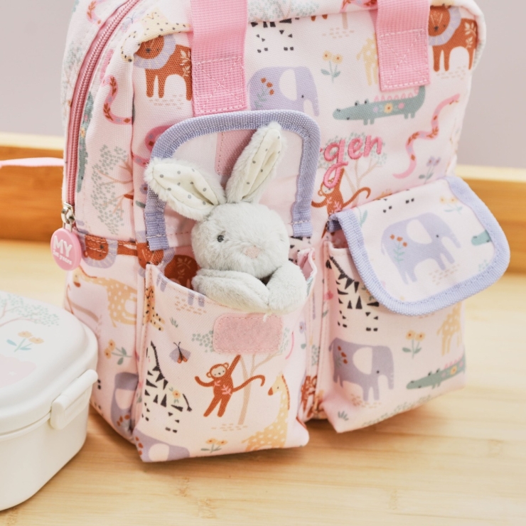 Personalised Pink Floral Safari Grab Handle Mini Backpack 