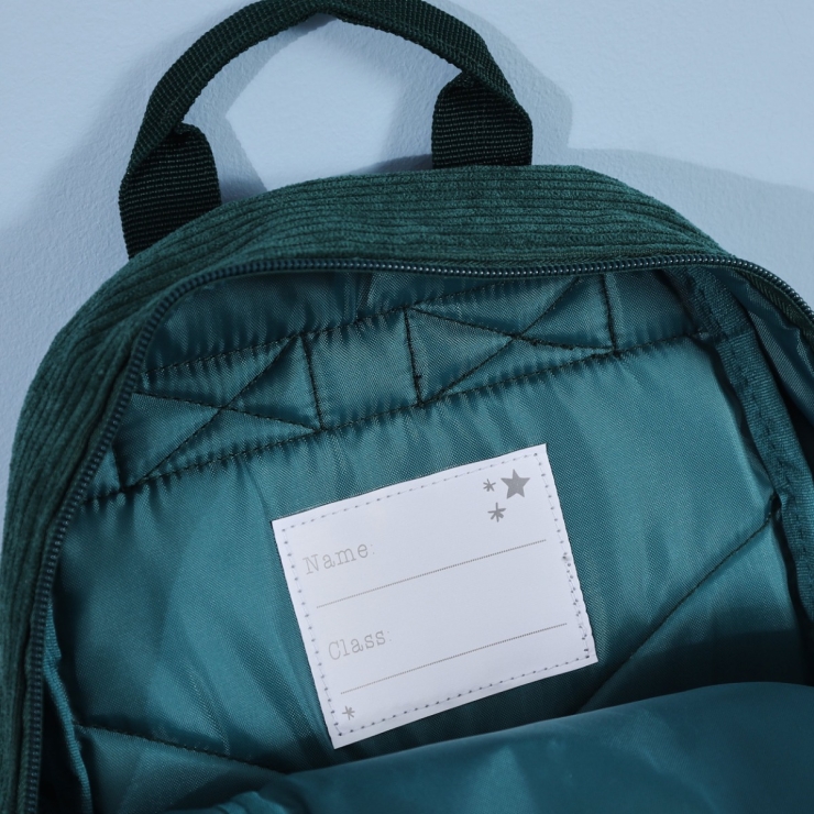 Personalised Mini Forest Green Cord Build-a-Backpack