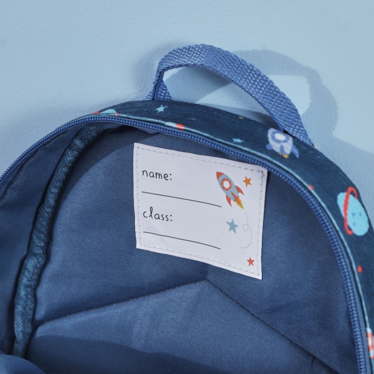Personalized Rocket Navy Printed Cord Mini Backpack